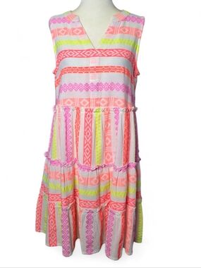 Mud Pie Angelica Yarn Dye Tiered Midi  Dress